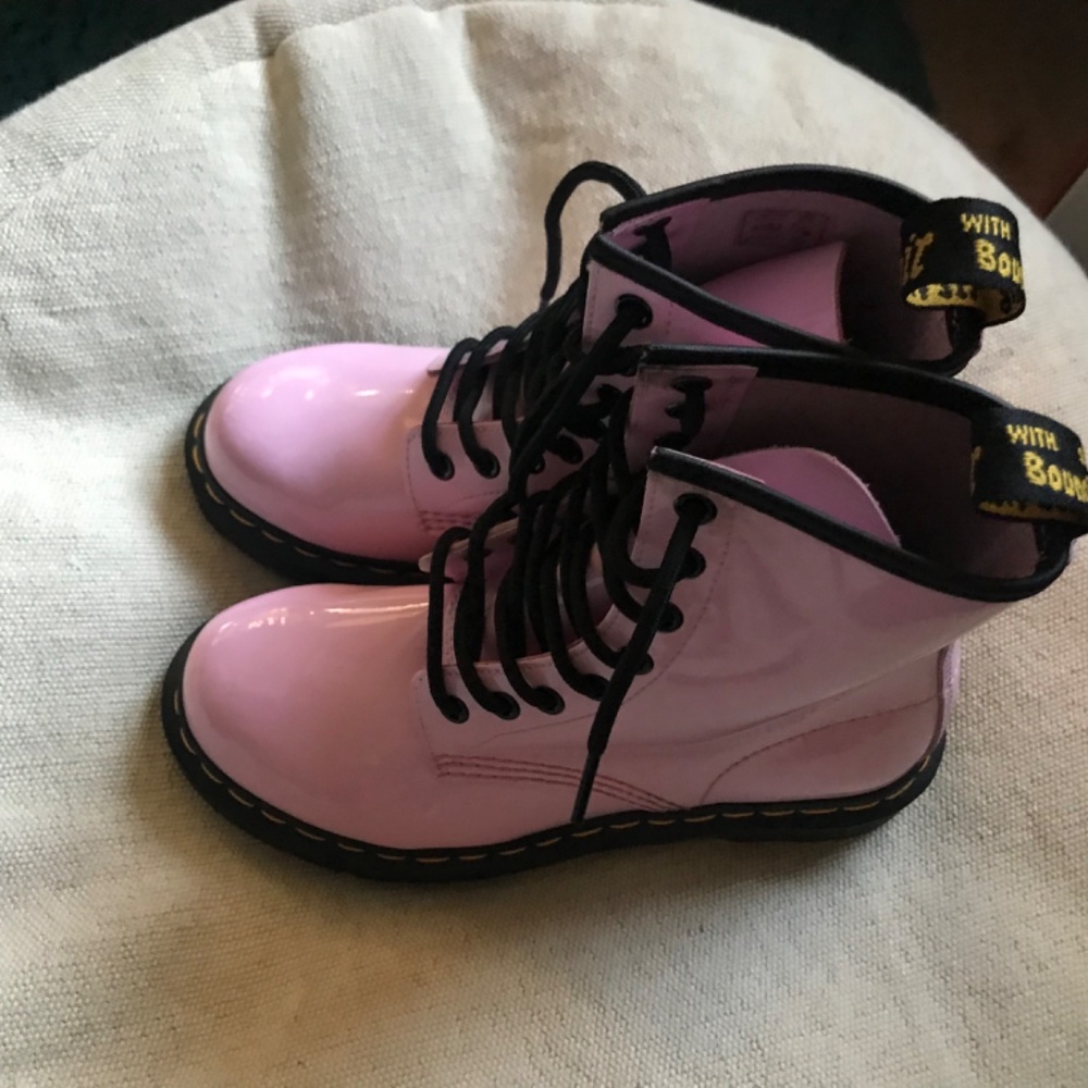 NEW Dr. Doc Martens boots 6 light Pink Patent Leather Lamper Combat Women’s 1460 - Picture 7 of 11